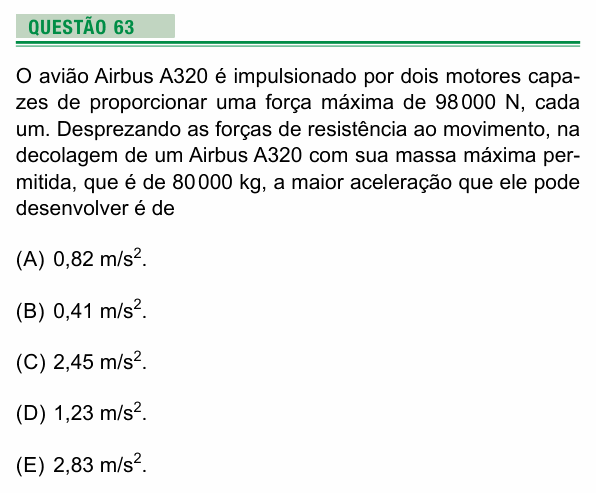 Enunciado da questão 63 de Física do UEA 2025
