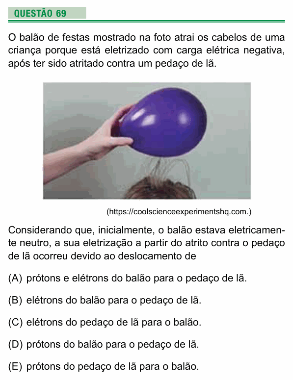 Enunciado da questão 69 de Física do UEA 2025