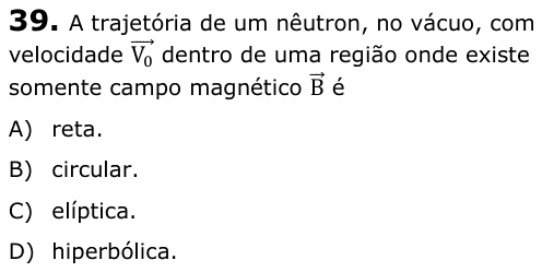 Enunciado da questão 39 de Física do UECE 2012.1