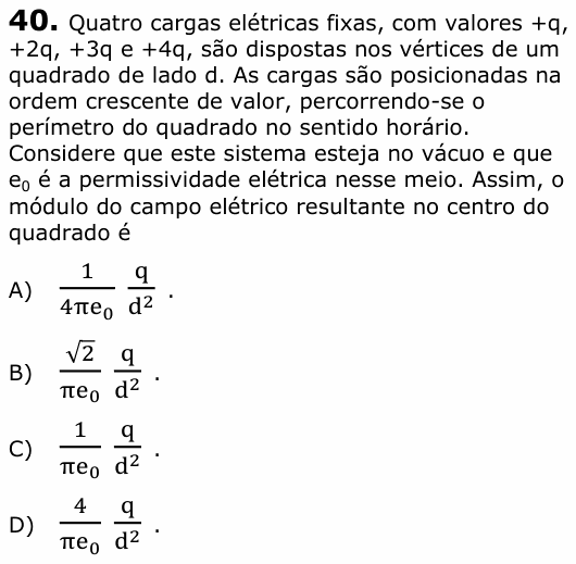 Enunciado da questão 40 de Física do UECE 2012.1