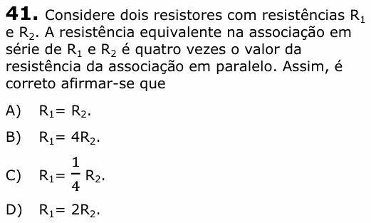 Enunciado da questão 41 de Física do UECE 2012.1