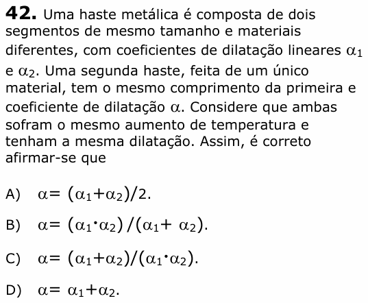 Enunciado da questão 42 de Física do UECE 2012.1