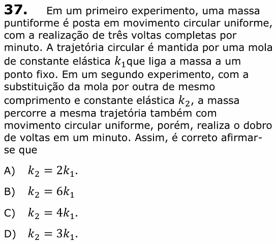 Enunciado da questão 37 de Física do UECE 2013.1
