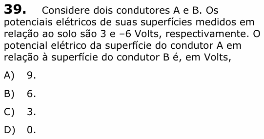Enunciado da questão 39 de Física do UECE 2013.1