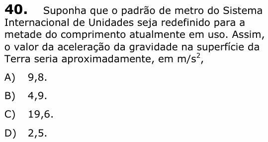 Enunciado da questão 40 de Física do UECE 2013.1