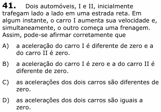 Enunciado da questão 41 de Física do UECE 2013.1