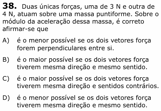 Enunciado da questão 38 de Física do UECE 2014.1