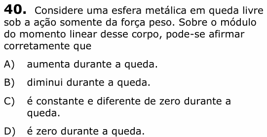 Enunciado da questão 40 de Física do UECE 2014.1