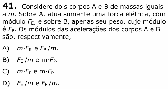 Enunciado da questão 41 de Física do UECE 2014.1