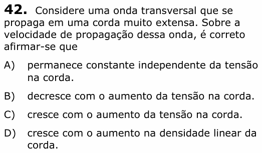 Enunciado da questão 42 de Física do UECE 2014.1