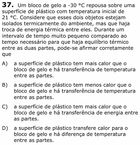 Enunciado da questão 37 de Física do UECE 2015.1