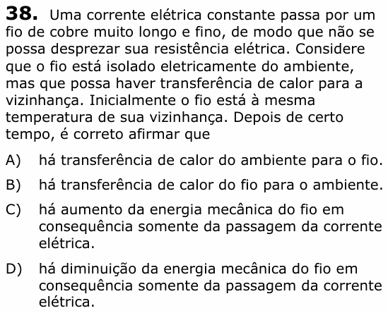 Enunciado da questão 38 de Física do UECE 2015.1