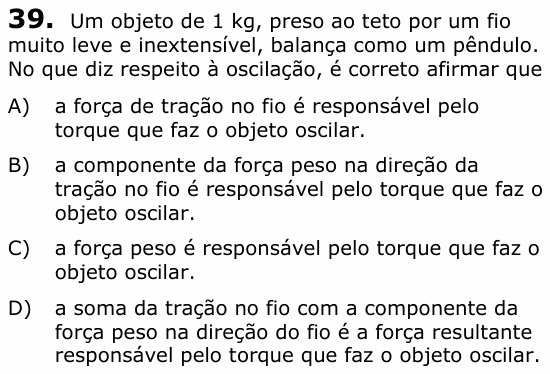 Enunciado da questão 39 de Física do UECE 2015.1