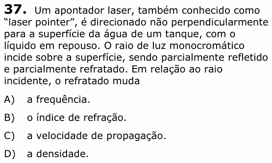Enunciado da questão 37 de Física do UECE 2016.1