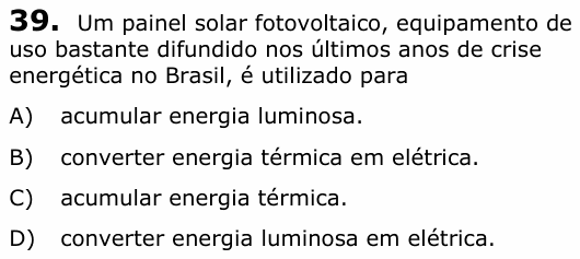 Enunciado da questão 39 de Física do UECE 2016.1