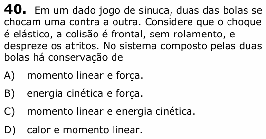 Enunciado da questão 40 de Física do UECE 2016.1