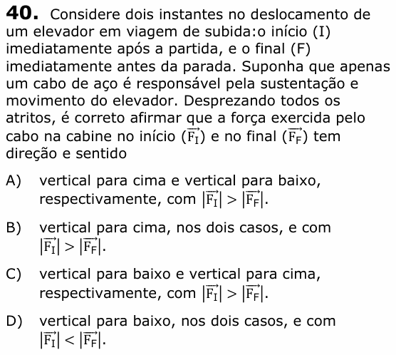 Enunciado da questão 40 de Física do UECE 2017.1