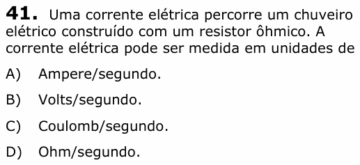 Enunciado da questão 41 de Física do UECE 2017.1