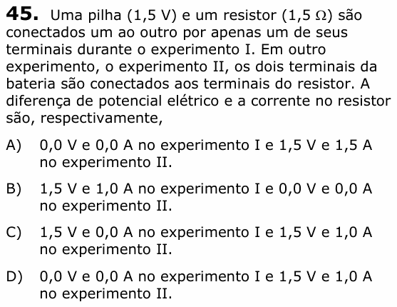 Enunciado da questão 45 de Física do UECE 2017.1