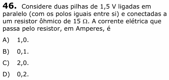 Enunciado da questão 46 de Física do UECE 2017.1