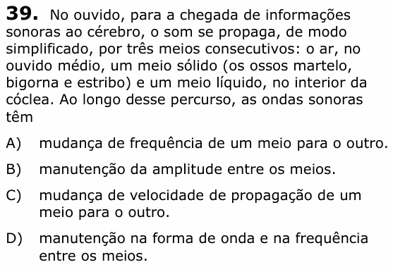 Enunciado da questão 39 de Física do UECE 2018.1