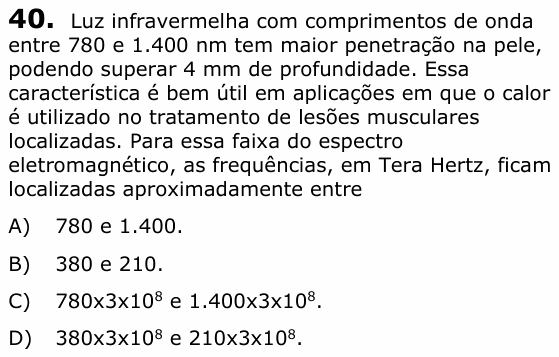 Enunciado da questão 40 de Física do UECE 2018.1
