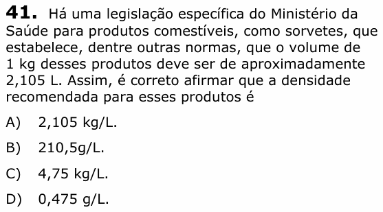 Enunciado da questão 41 de Física do UECE 2018.1
