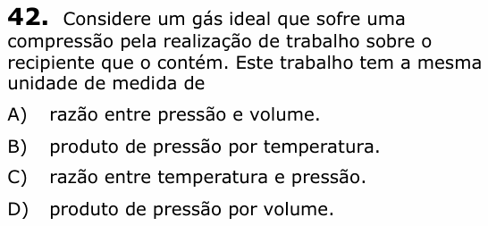 Enunciado da questão 42 de Física do UECE 2019.1