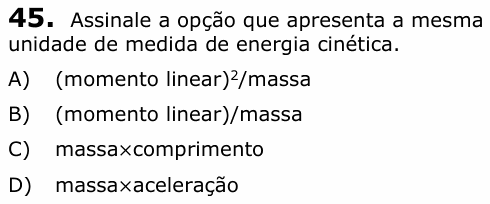 Enunciado da questão 45 de Física do UECE 2019.1