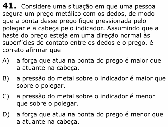 Enunciado da questão 41 de Física do UECE 2019.2