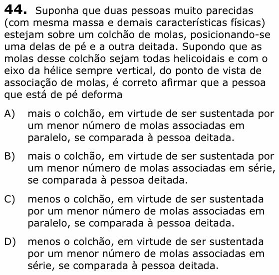 Enunciado da questão 44 de Física do UECE 2019.2