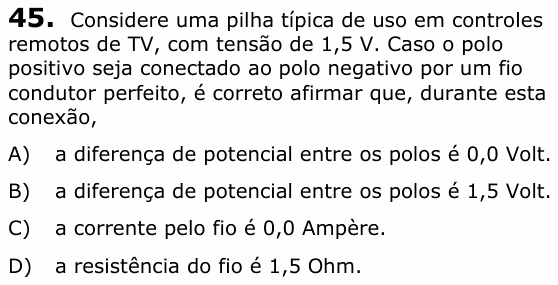 Enunciado da questão 45 de Física do UECE 2019.2