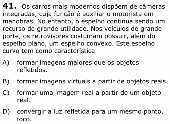Enunciado da questão 41 de Física do UECE 2020.1