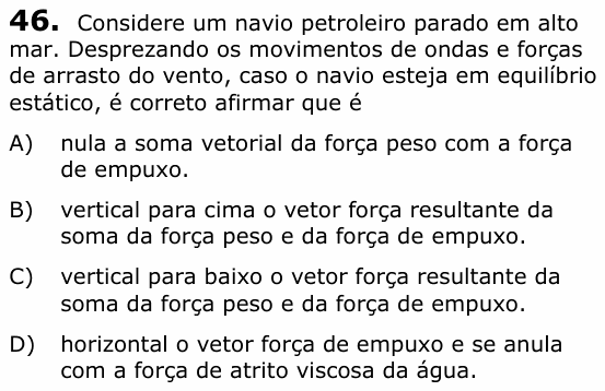 Enunciado da questão 46 de Física do UECE 2020.1