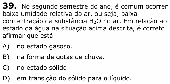 Enunciado da questão 39 de Física do UECE 2020.2
