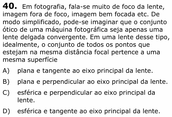 Enunciado da questão 40 de Física do UECE 2020.2