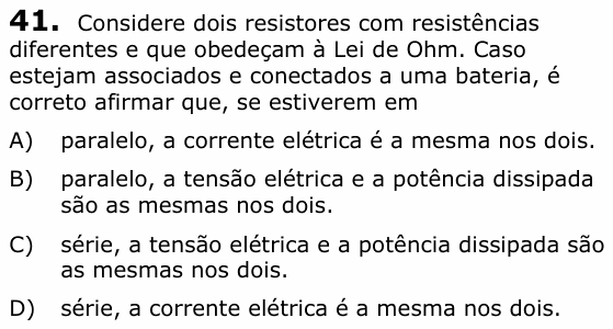 Enunciado da questão 41 de Física do UECE 2020.2