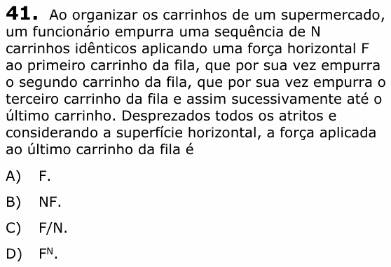Enunciado da questão 41 de Física do UECE 2021.1