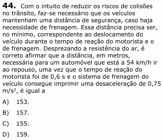Enunciado da questão 44 de Física do UECE 2021.1