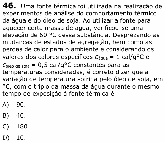 Enunciado da questão 46 de Física do UECE 2021.1