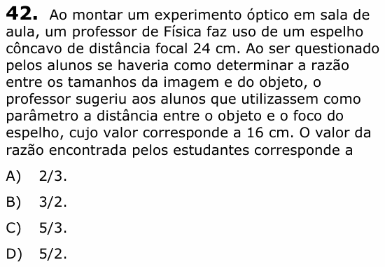 Enunciado da questão 42 de Física do UECE 2022.1