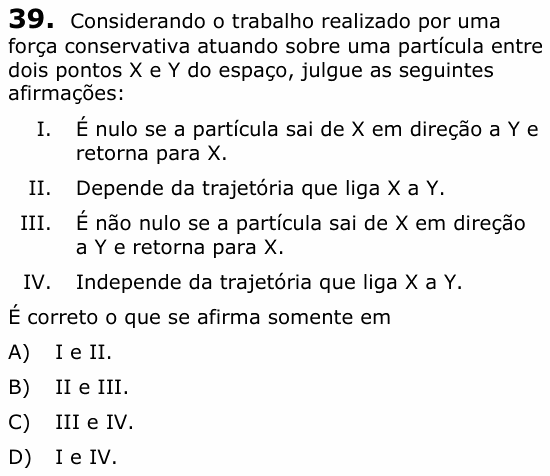 Enunciado da questão 39 de Física do UECE 2022.2