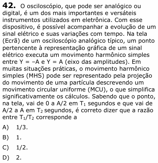 Enunciado da questão 42 de Física do UECE 2022.2