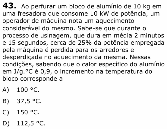Enunciado da questão 43 de Física do UECE 2022.2