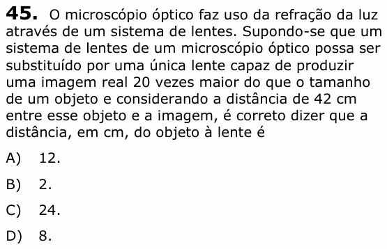 Enunciado da questão 45 de Física do UECE 2022.2