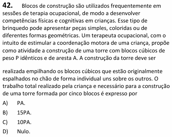 Enunciado da questão 42 de Física do UECE 2023.1