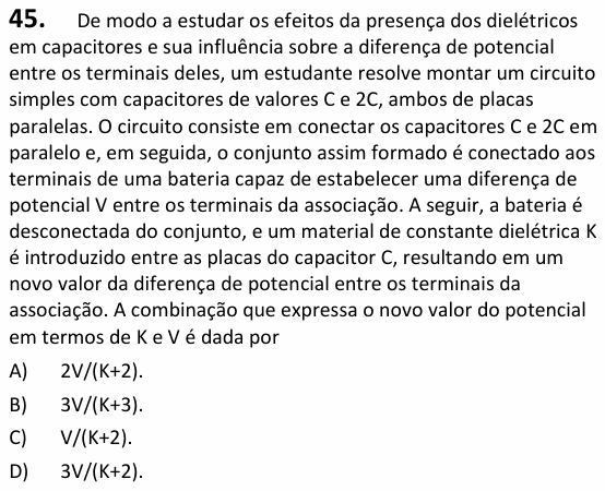 Enunciado da questão 45 de Física do UECE 2023.1