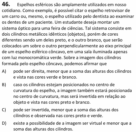 Enunciado da questão 46 de Física do UECE 2023.1