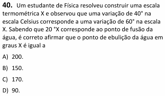 Enunciado da questão 40 de Física do UECE 2024.1