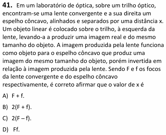 Enunciado da questão 41 de Física do UECE 2024.1